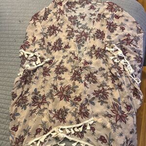 Floral Lace Trim Women's kimono